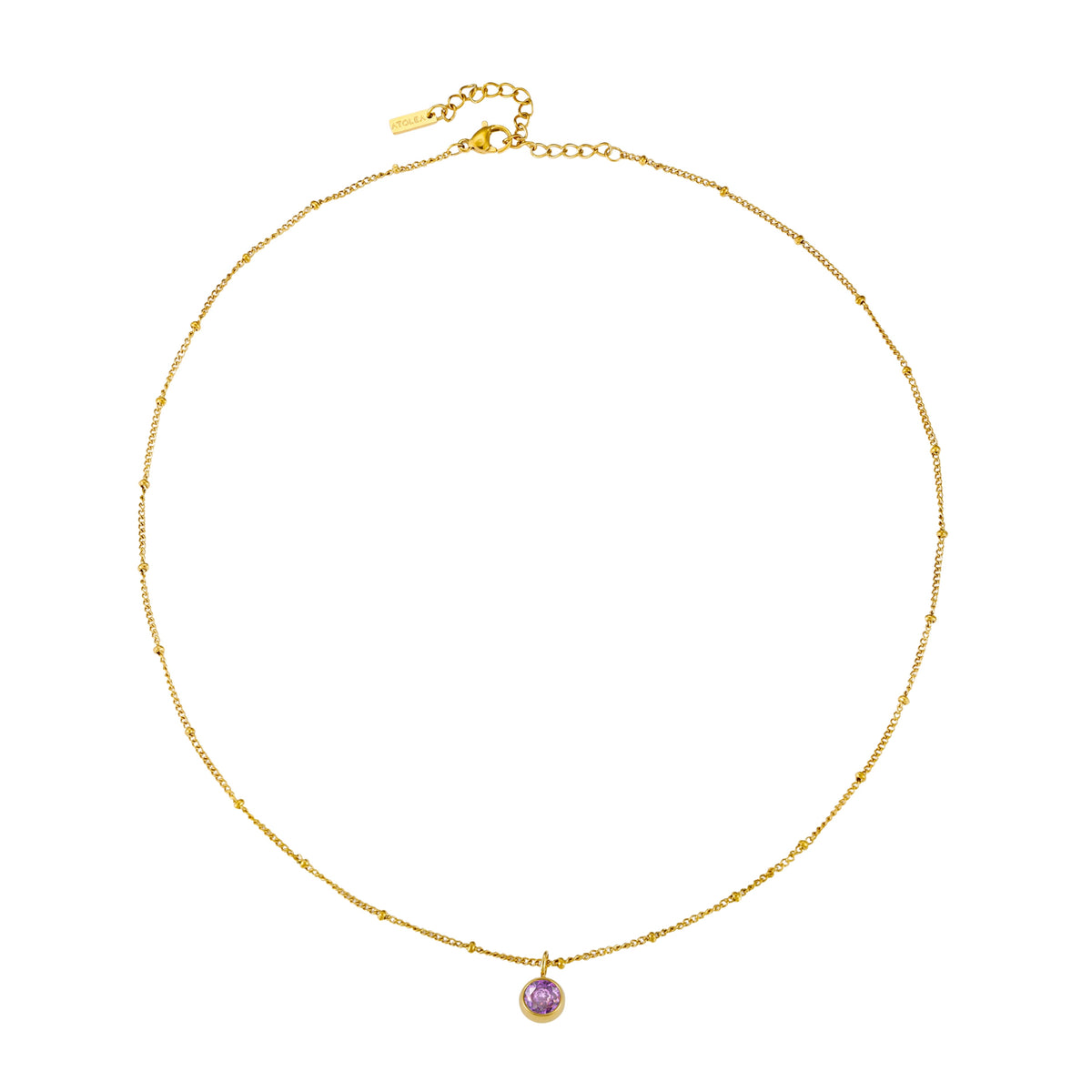 Round CZ Birthstone Necklace, 9 mm