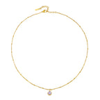 Round CZ Birthstone Necklace, 9 mm