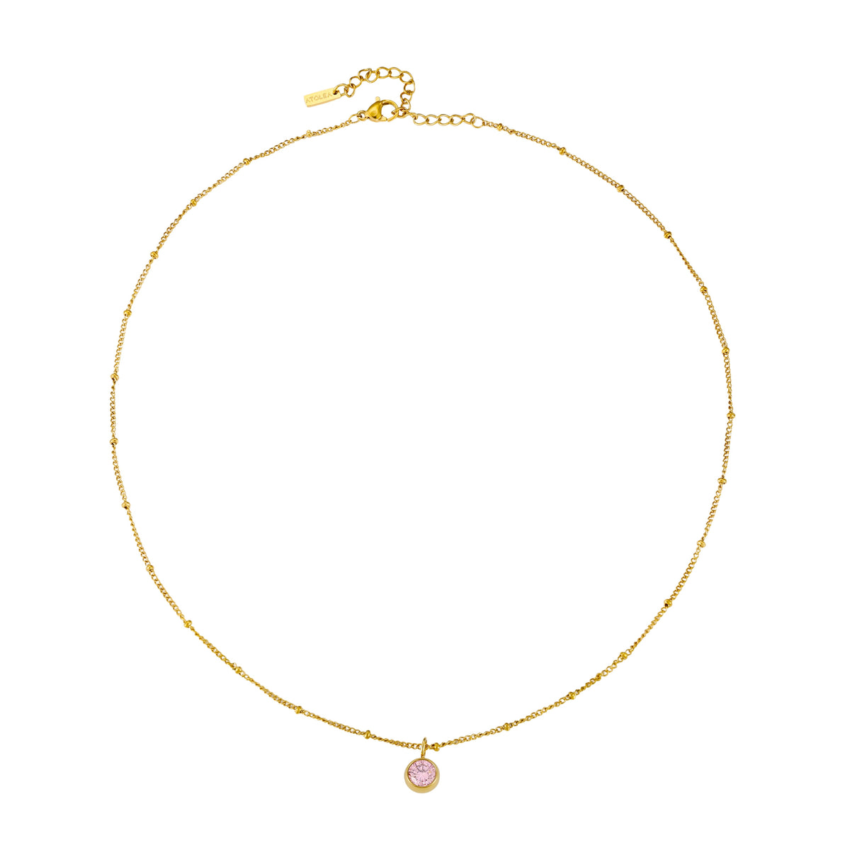 Round CZ Birthstone Necklace, 9 mm