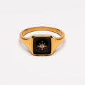 Black Enamel Star Signet Ring — Eclipse