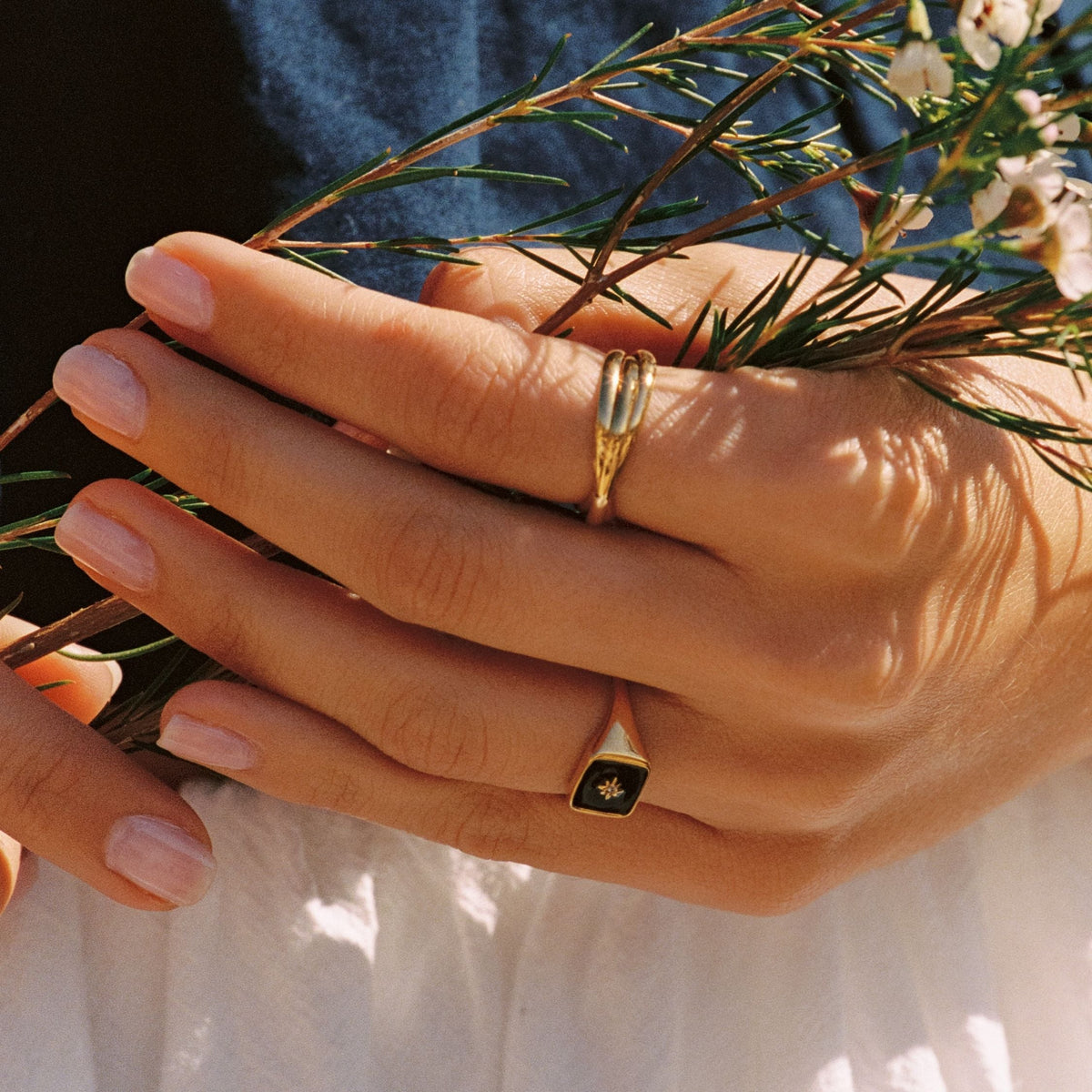 Black Enamel Star Signet Ring — Eclipse