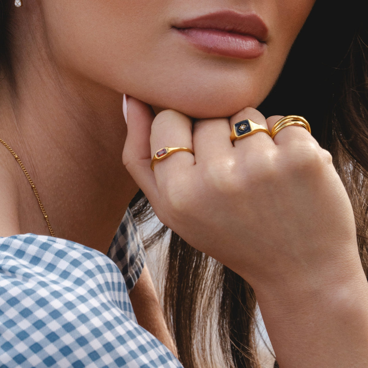 Black Enamel Star Signet Ring — Eclipse