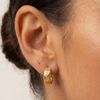 Engraved Floral Half-Hoop Stud Earrings — Bloom