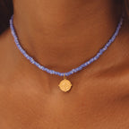 Blue Beaded Coin Choker, 36 cm — Hera