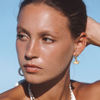 Fan Charm Hoop Earrings, 17 mm — Boho