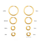Classic Thick Hoop Earrings, 14–36 mm, Steel