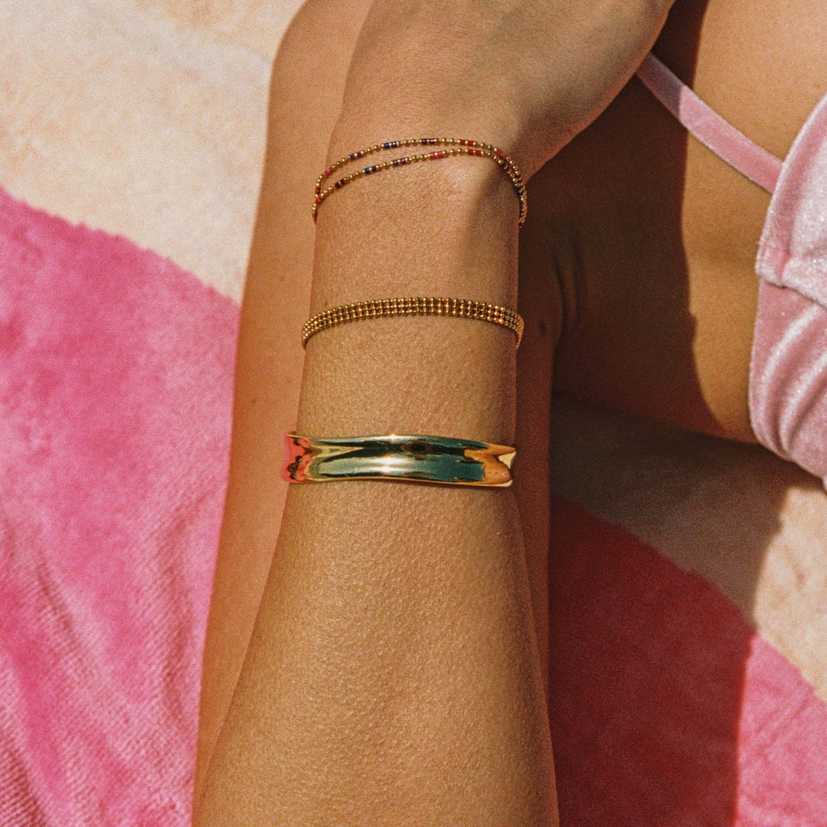 Sculpted Polished Open Cuff Bracelet — Sol