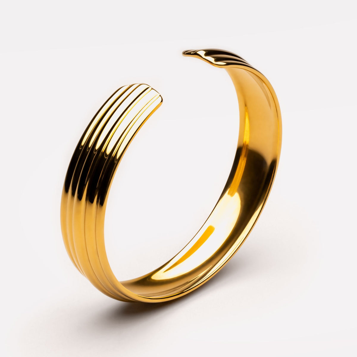 Layered Cuff Bracelet, 13 mm, 18K Gold PVD Steel — Linea