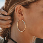 Large Twisted Hoop Earrings, 40 mm