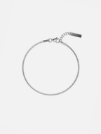 Men’s Box Chain Bracelet, Platinum-Plated Steel, Adjustable