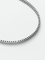 Men’s Box Chain Bracelet, Platinum-Plated Steel, Adjustable