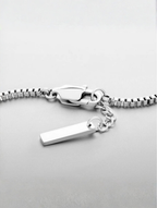 Men’s Box Chain Bracelet, Platinum-Plated Steel, Adjustable