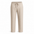Men's Cotton-Linen Straight-Leg Drawstring Trousers 1