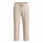 Men's Cotton-Linen Straight-Leg Drawstring Trousers 1