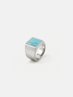 Men’s Blue Howlite Square Signet Ring, Stainless Steel — Calanque