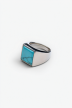 Men’s Blue Howlite Square Signet Ring, Stainless Steel — Calanque