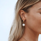 Chunky Freshwater Pearl Hoop Earrings, 18 mm