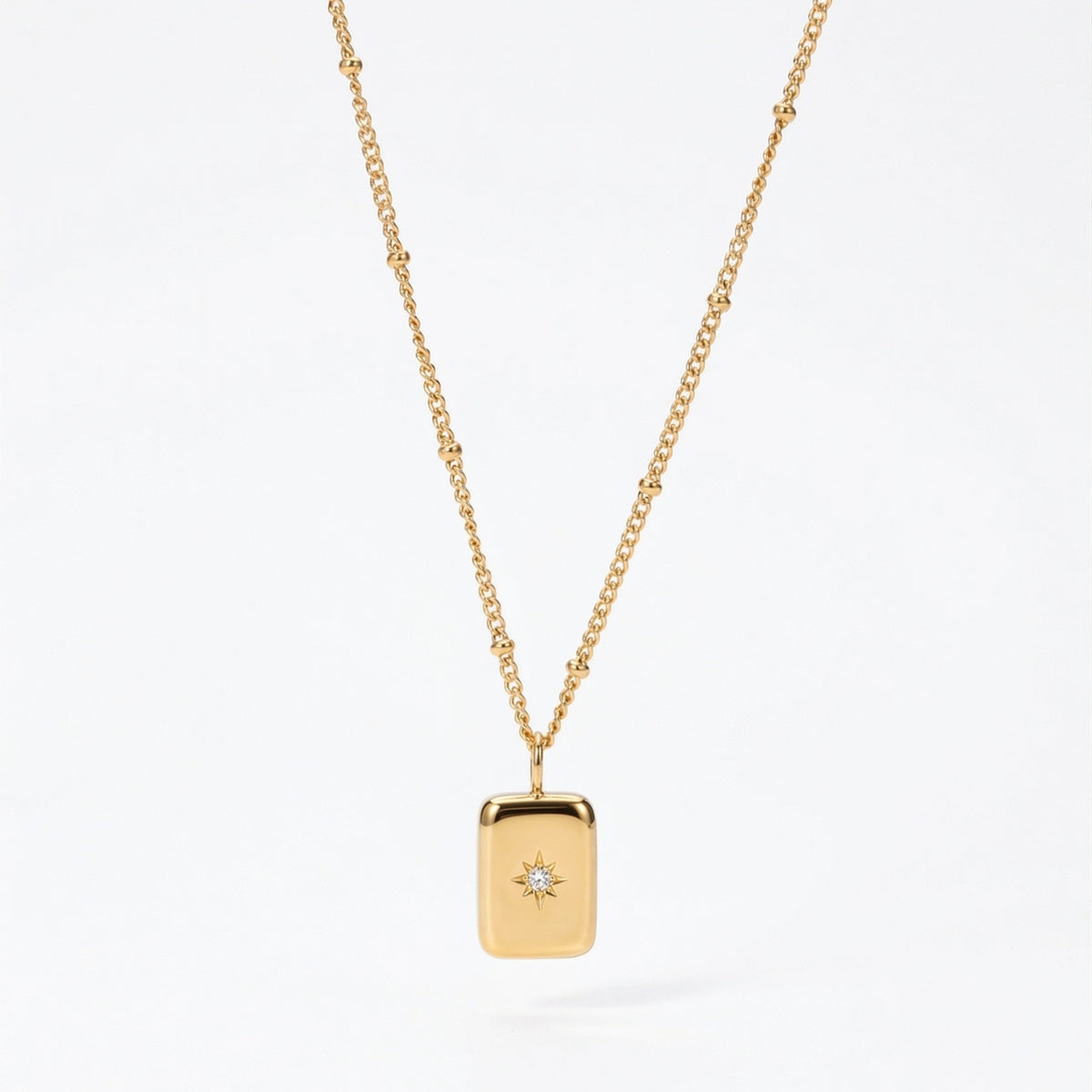 Star-Set Zirconia Tag Necklace — Starlight
