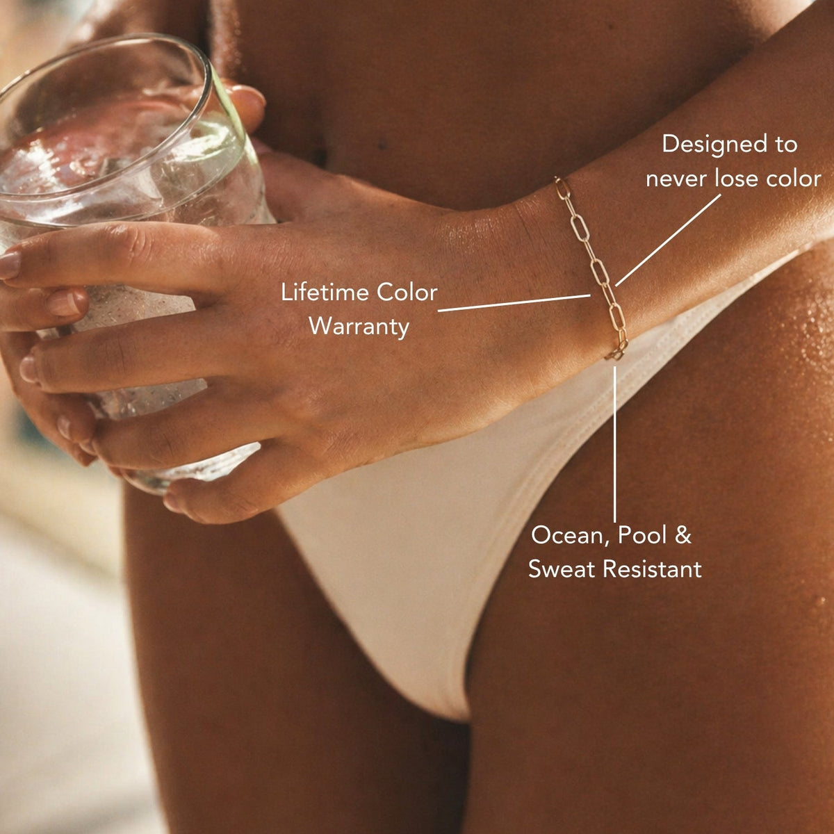 Paperclip Chain Bracelet, 3 mm × 16 cm — Cozumel
