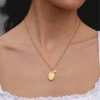 Oval Devotional Medal and Pearl Necklace — Faith