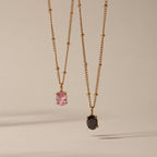 Oval Black Cubic Zirconia Pendant Necklace