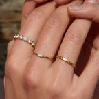 Beaded Zircon Eternity Band Ring, Stainless Steel