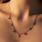 Multicolor Zircon Flower Charm Necklace