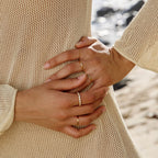 Beaded Zircon Eternity Band Ring, Stainless Steel