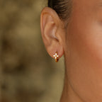 Daisy Zircon Huggie Hoop Earrings, Steel