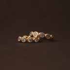 Beaded White Stone Huggie Earrings, 10 mm