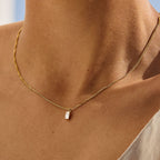 Clear Rectangular Pendant Necklace, 45 cm — Glow