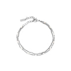 White Enamel Double Chain Bracelet, 16 cm
