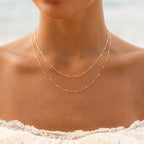 White Enamel Double Layer Choker, 40 cm