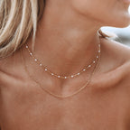 White Enamel Double Layer Choker, 40 cm