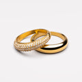 Plain and Pavé Zircon Rings Set — Day & Night