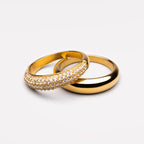 Plain and Pavé Zircon Rings Set — Day & Night
