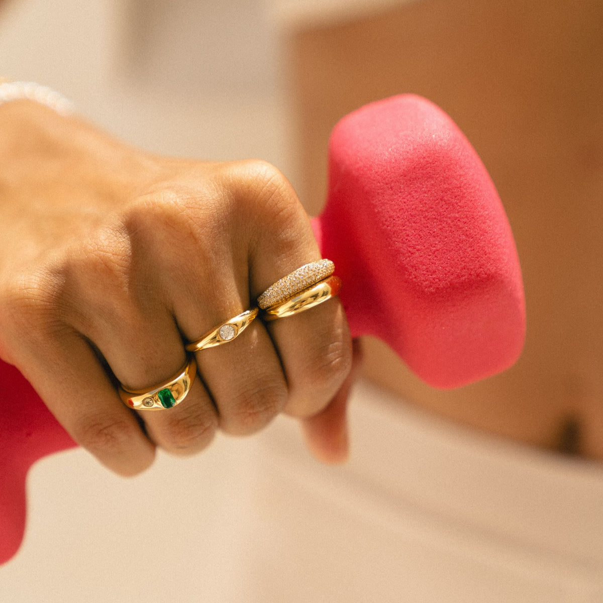 Plain and Pavé Zircon Rings Set — Day & Night