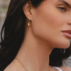 Teardrop Charm Huggie Hoop Earrings, Steel