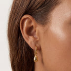 Teardrop Charm Huggie Hoop Earrings, Steel