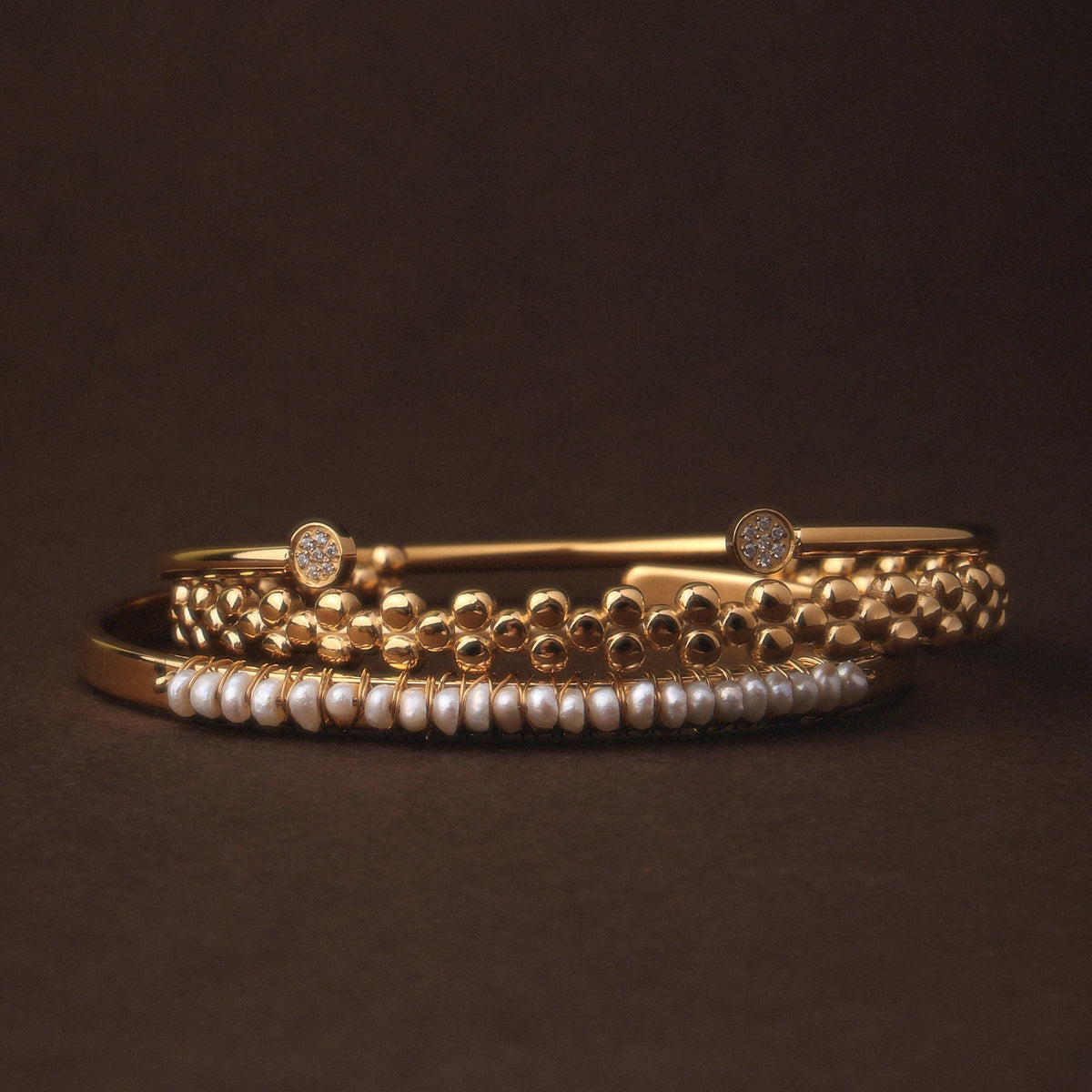 Pavé Disc End Cuff Bracelet — Mirari