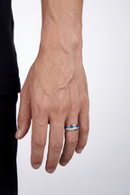 Men’s Blue Carbon Inlay Tungsten Carbide Band Ring, 8 mm