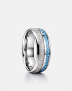 Men’s Blue Carbon Inlay Tungsten Carbide Band Ring, 8 mm