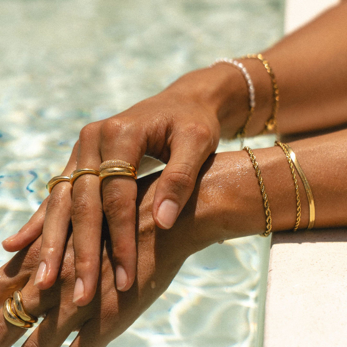 Plain and Pavé Zircon Rings Set — Day & Night