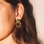 Sculptural Double Oval Drop Earrings — Louvres