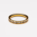 White Zircon Baguette Eternity Ring, 18K Gold PVD Steel