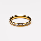 White Zircon Baguette Eternity Ring, 18K Gold PVD Steel