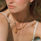 Angel Coin and Pearl Link Necklace — Elysia