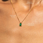 Green Rectangular Stone Necklace, 6 × 4 mm