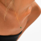 Green Rectangular Stone Necklace, 6 × 4 mm