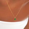 Green Rectangular Stone Necklace, 6 × 4 mm